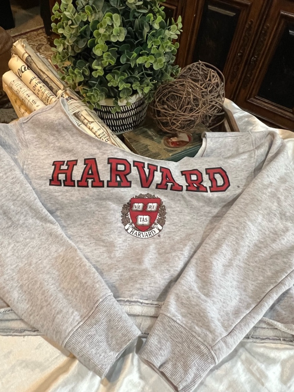 Harvard Gray Crewneck Sweatshirt with Red Lettering